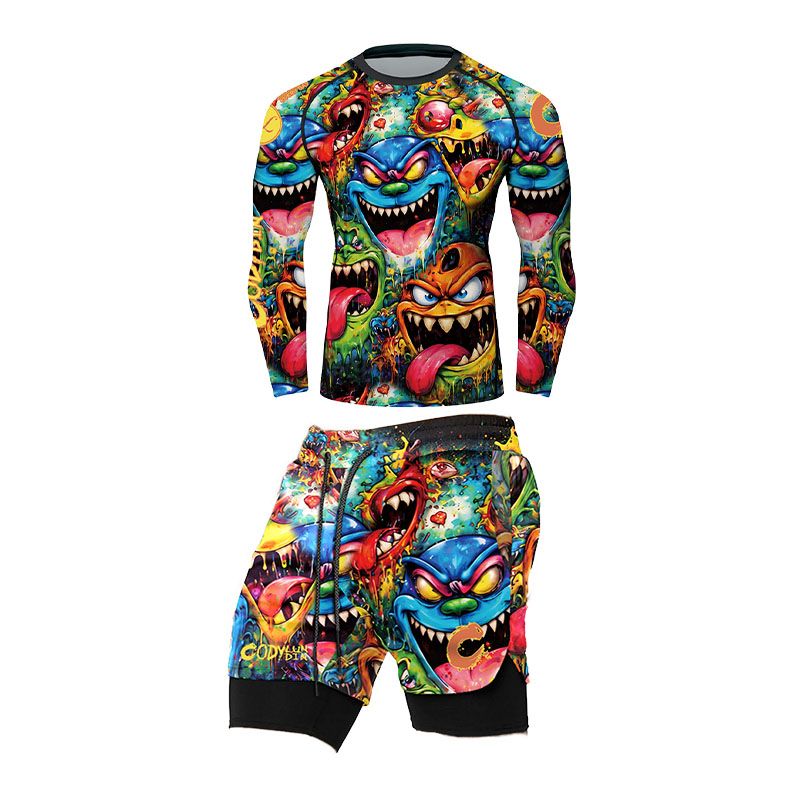 3D 컬러풀 몬스터 그래피티 디자인의 남성용 압박 래시 - Rash Guard 리뷰 및 가격