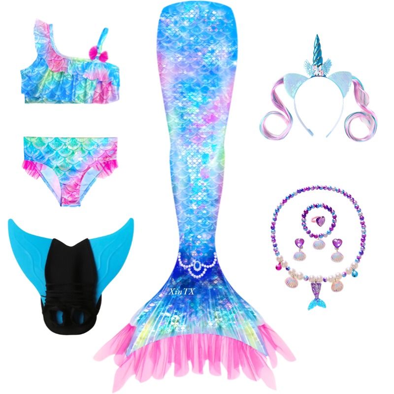 소녀용 인어공주 의상, 수영용 인어 꼬리, 모노핀 추가 - Swim Fins 리뷰 및 가격
