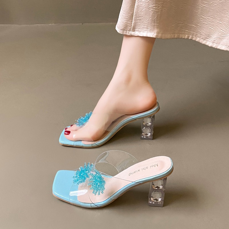 새로운 여성 하이힐 워터 다이아몬드 플라워 샌들 투명한 - Water Shoes 리뷰 및 가격