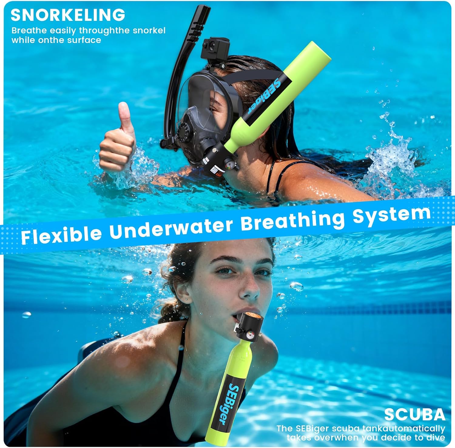 미니 스쿠버 탱크 0.5L, 풀페이스 스노클 마스크 포 - Snorkel Set 리뷰 및 가격