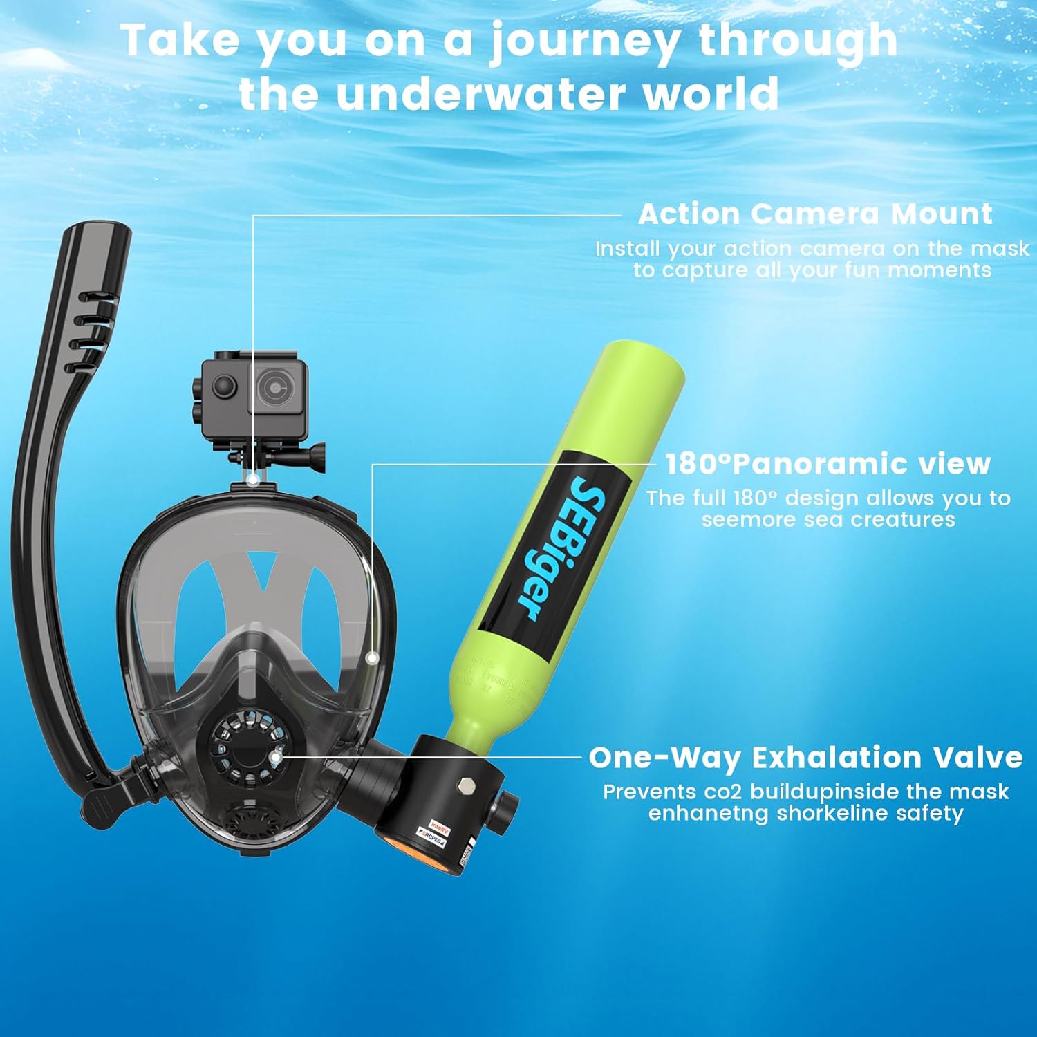 미니 스쿠버 탱크 0.5L, 풀페이스 스노클 마스크 포 - Snorkel Set 리뷰 및 가격
